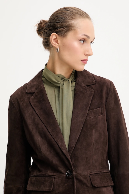 Never Fully Dressed marynarka zamszowa brązowy NFDOU409