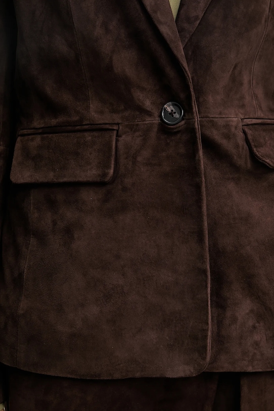 Never Fully Dressed marynarka zamszowa NFDOU409 brązowy