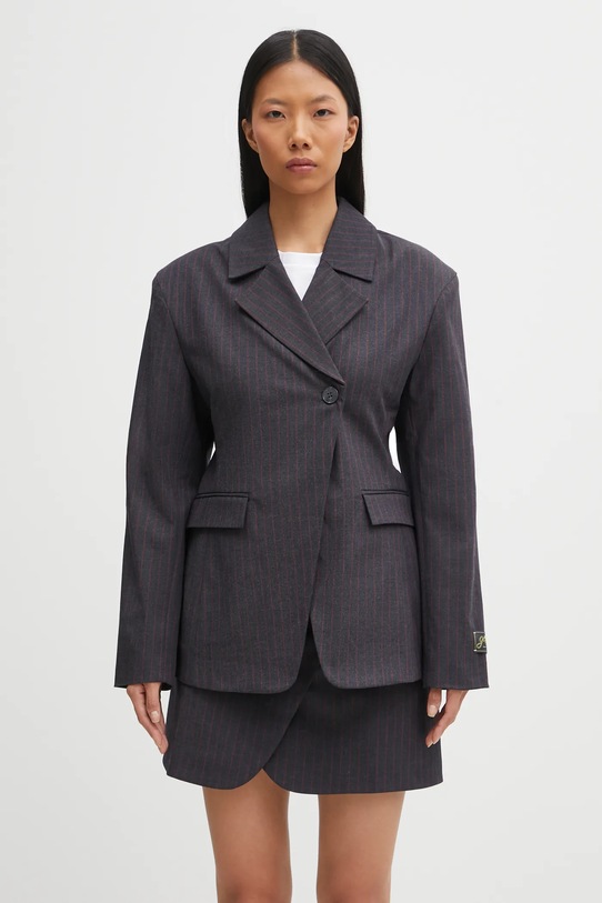 GANNI marynarka Stretch Stripe z podszewką szary W0578