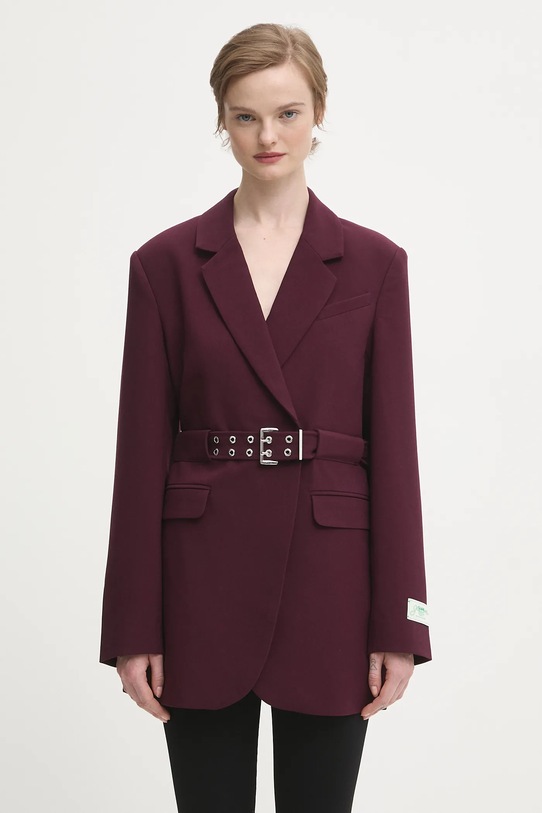 GANNI marynarka Future Twill Suiting z podszewką bordowy W0403