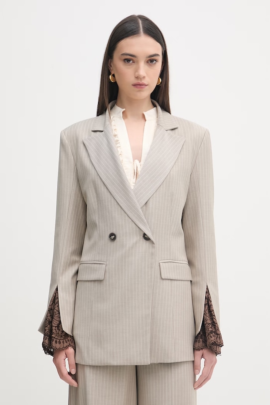 Haveone marynarka dwurzędowa damska beżowy JGE.P031