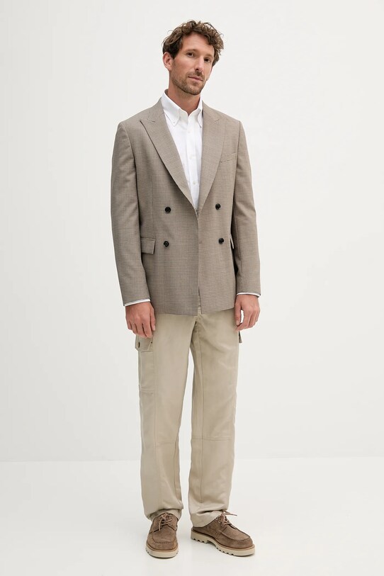 Μάλλινο σακάκι BOSS 50545790 μπεζ AW25