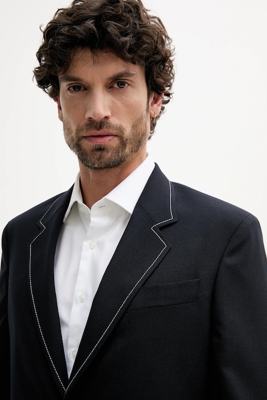 Вълнено сако BOSS тъмносин 50545808