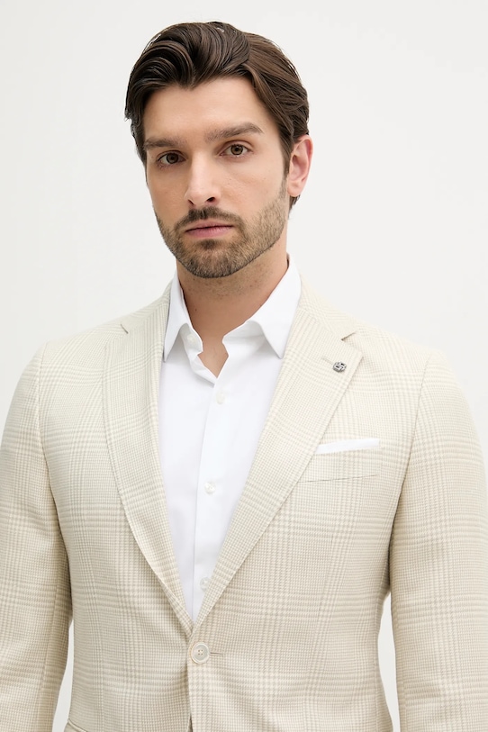 BOSS marynarka wełniana beżowy 50545883