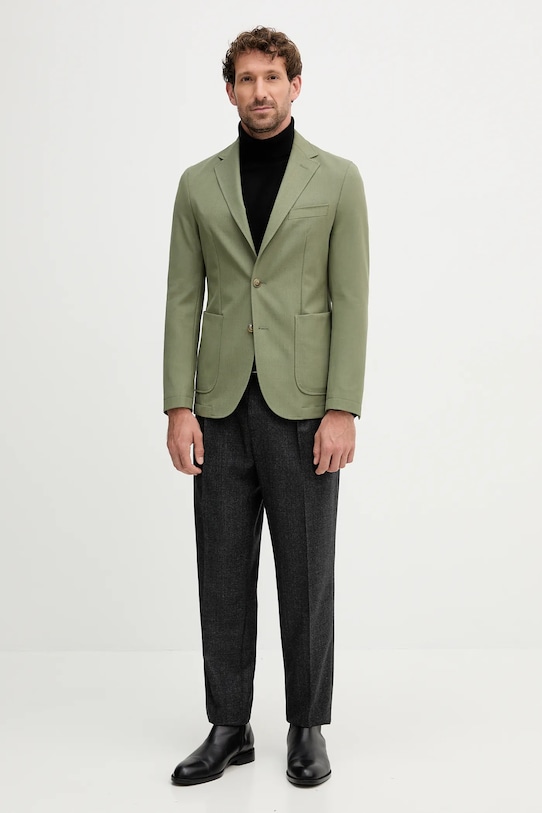 Blazer s příměsí vlny BOSS 50546055 zelená AW25