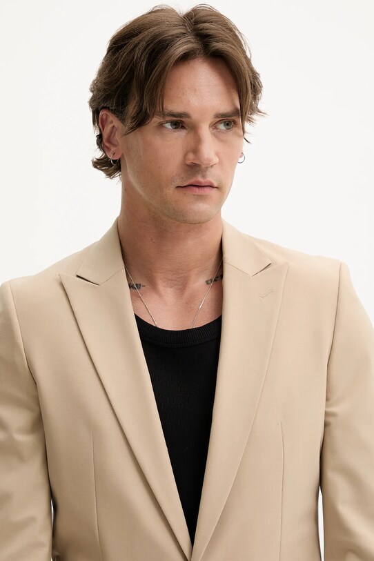 HUGO gyapjú kabát 50547465 bézs