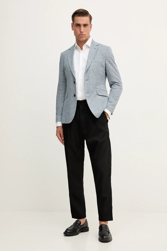 Hackett London marynarka z lnem HM4400023R niebieski AW25