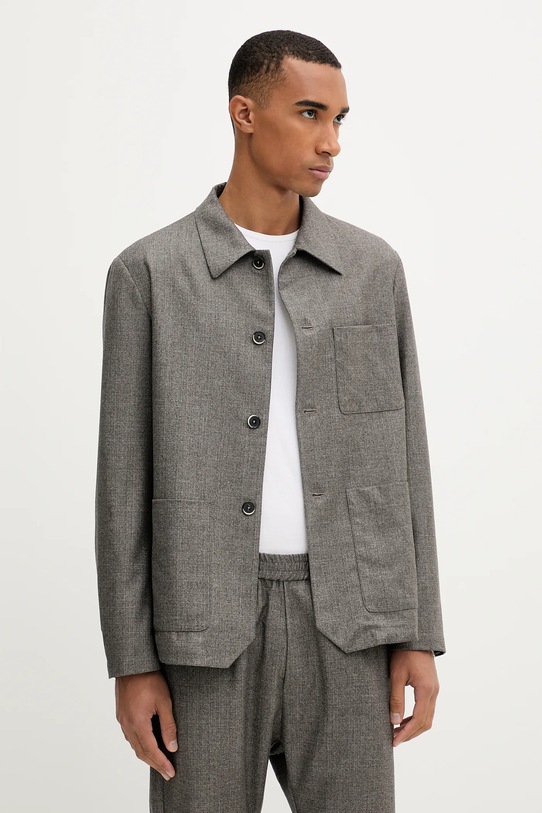BARENA VENEZIA geacă de lână Overshirt Visal uni gri OSU5300.501