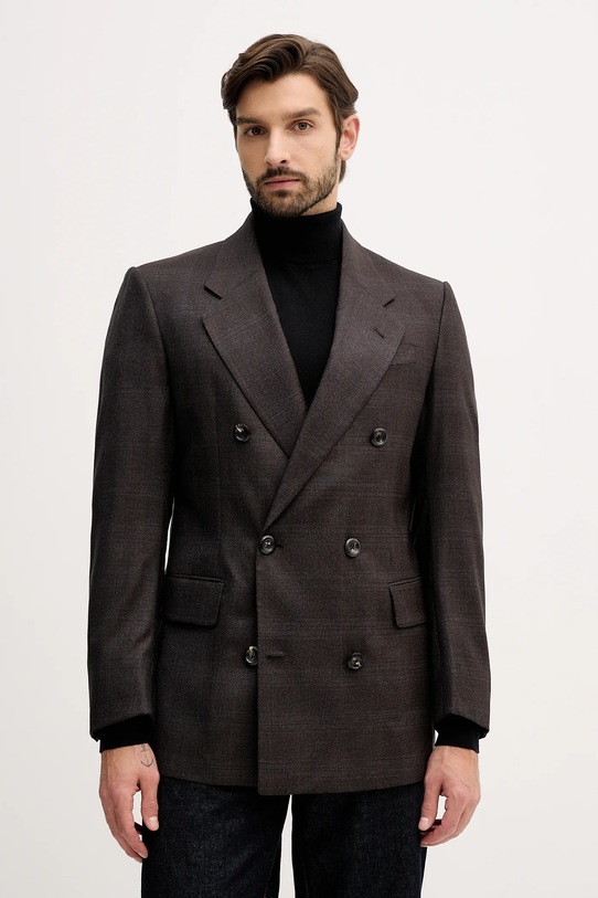 Emporio Armani marynarka wełniana regular brązowy EM004082.TE18270