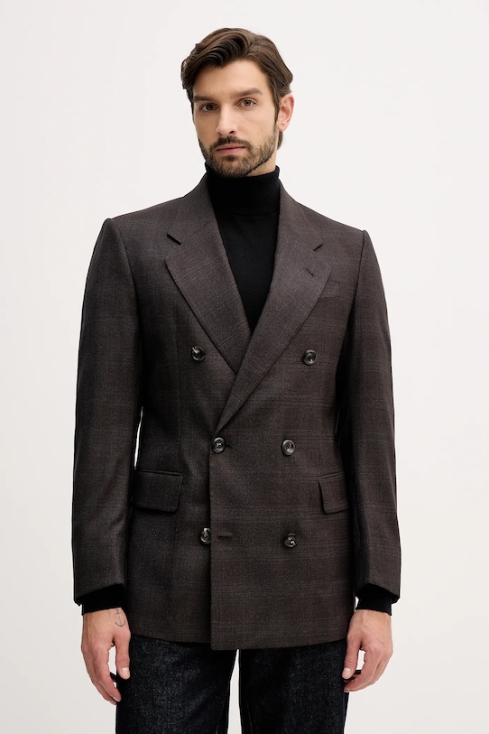 Emporio Armani marynarka wełniana regular brązowy EM004082.TE18270