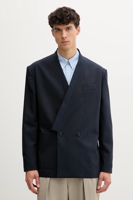 Kenzo marynarka wełniana regular granatowy FE65VE1309GE