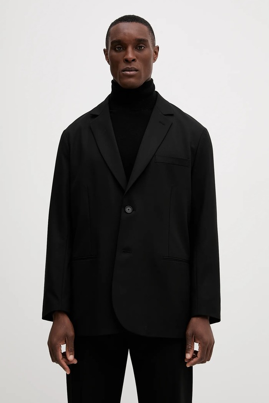 Blazer s příměsí vlny Armani Exchange hladký černá XM001195.AF16678