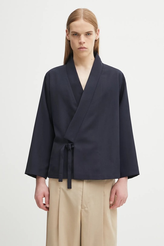 Kenzo marynarka wełniana Kimono regular granatowy FE65VE1409RE