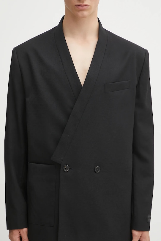 Μάλλινο σακάκι Kenzo Weave Kimono Tailored μαύρο FF65VE1309ID