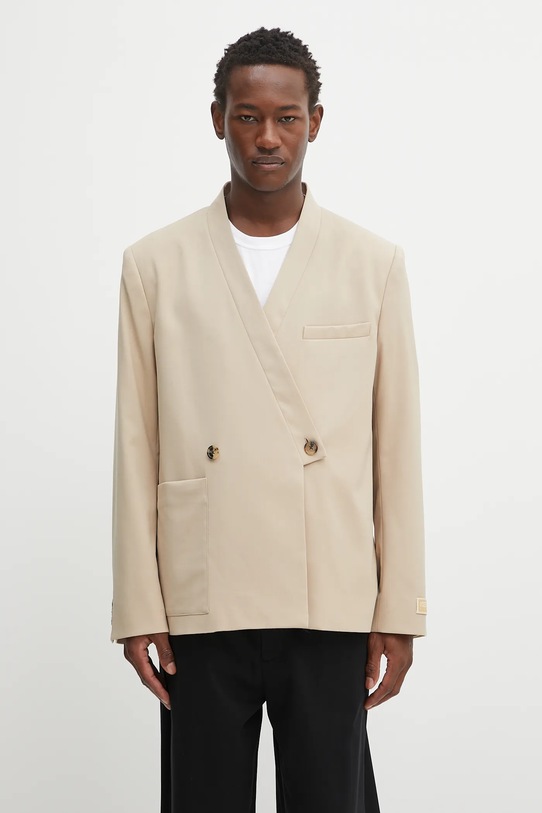 Μπουφάν με μαλλί Kenzo Adjusted Tailored κανονικό μπεζ FF65VE1459RZ