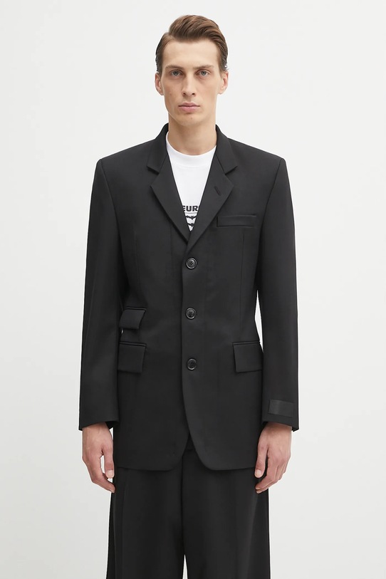VETEMENTS marynarka wełniana Fitted Zip Tailored regular czarny UH76TJ500B