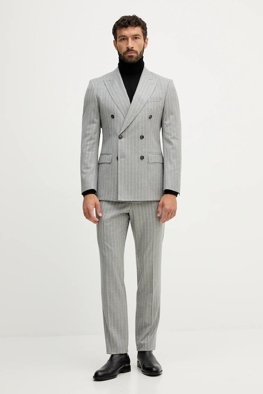 BOSS garnitur wełniany tkanina szary 50551756