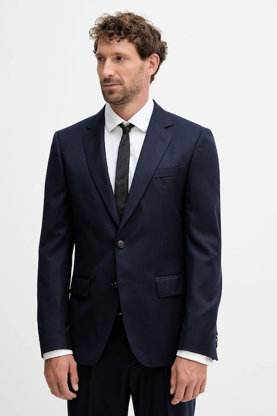 Vlnené sako BOSS slim tmavomodrá 50553008