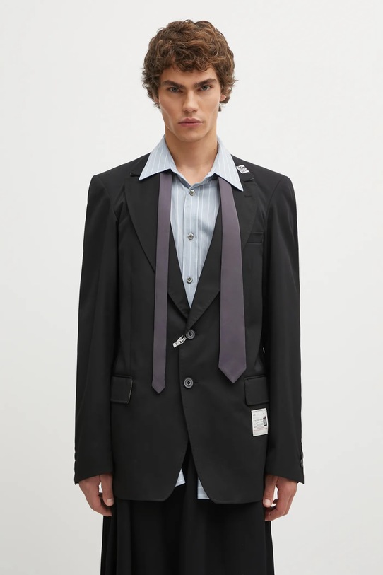 Maison MIHARA YASUHIRO wool blend jacket LAYERED fabric black A15JK031