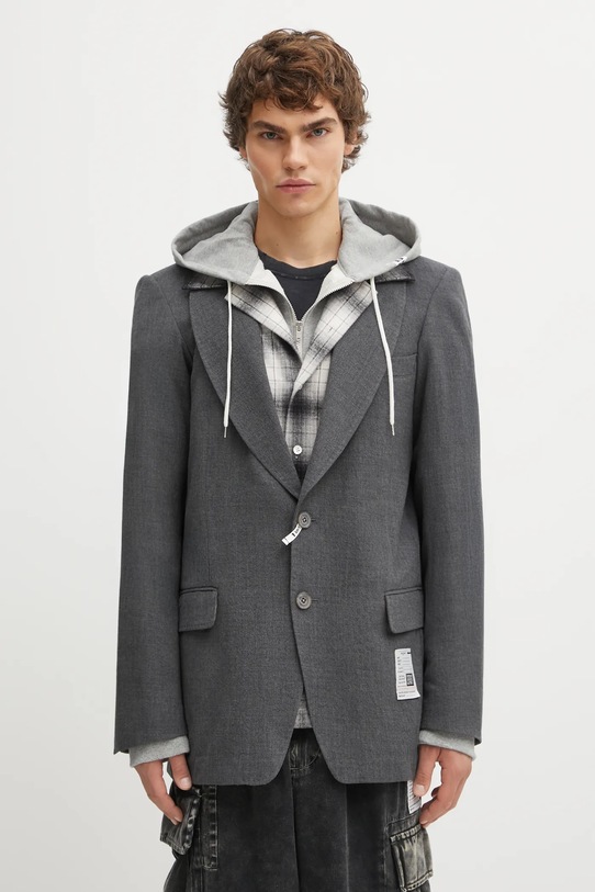 Maison MIHARA YASUHIRO marynarka wełniana TRIPLE LAYERED regular szary J15JK131