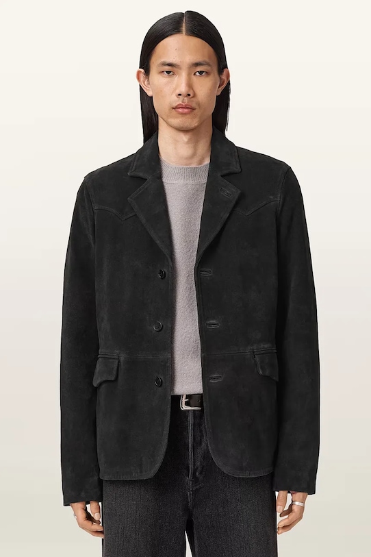 AllSaints marynarka zamszowa HORNETT regular czarny M020LD