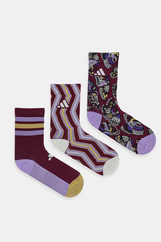 adidas zokni x Farm Rio 3 pár hosszúszárú zokni burgundia JN2676