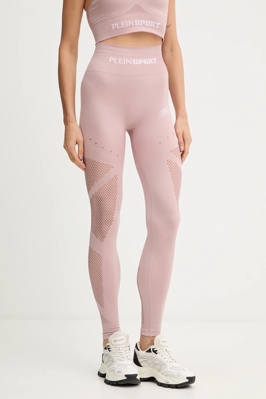 PLEIN SPORT legginsy z elastanem różowy FAEC.WJT2110.STE003N