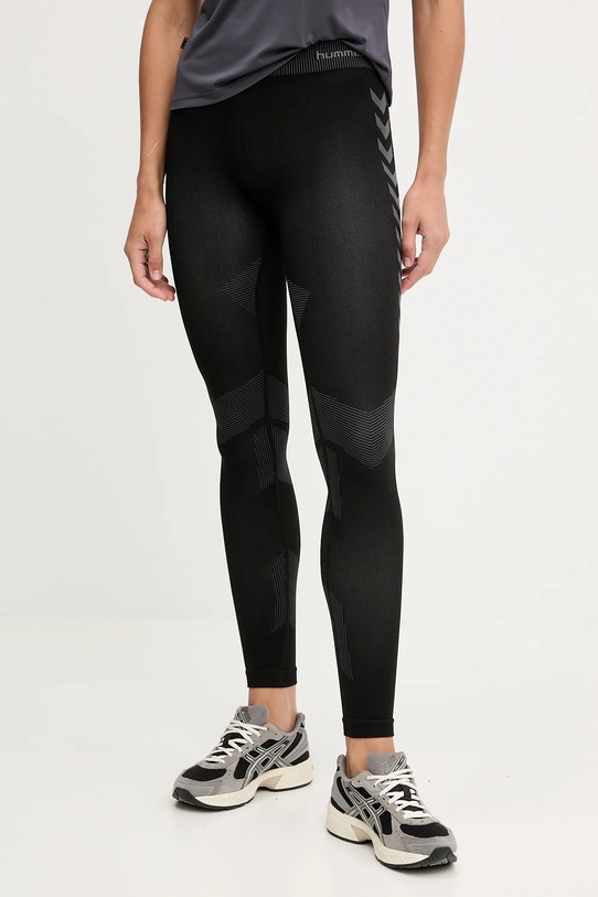 Hummel legginsy treningowe wzorzyste czarny 202648