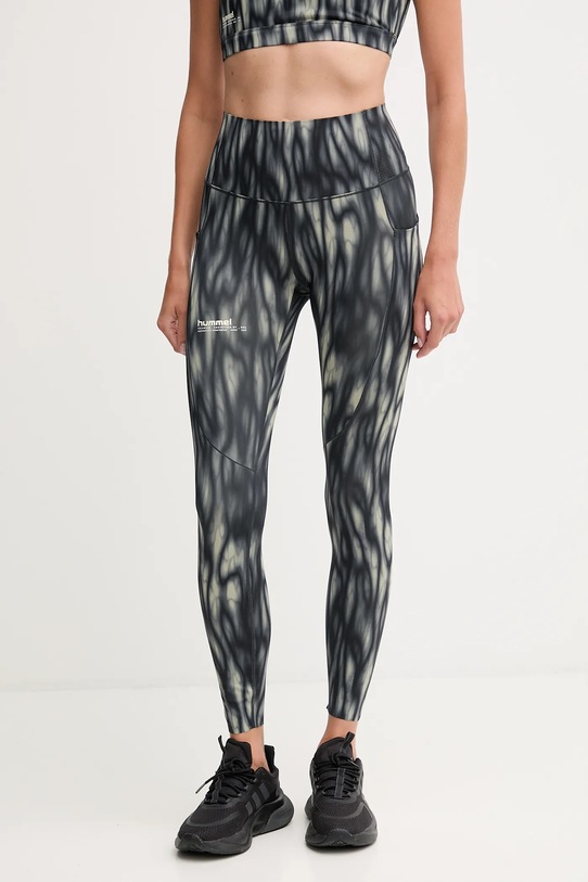 Hummel legginsy treningowe wzorzyste zielony 230134