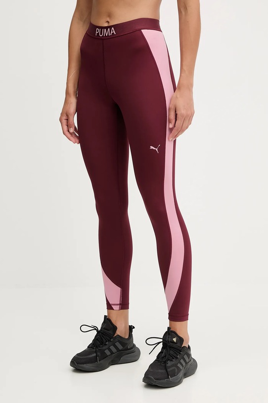 Puma leggins de antrenament cu elastan burgundia 526679