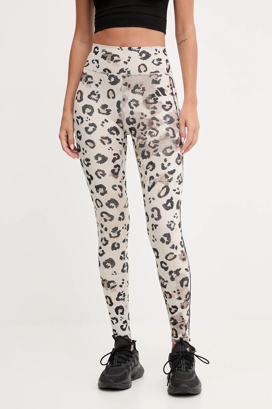 adidas Performance legginsy treningowe Optime Essentials Full Length Leggings Print wzorzyste beżowy JY4606