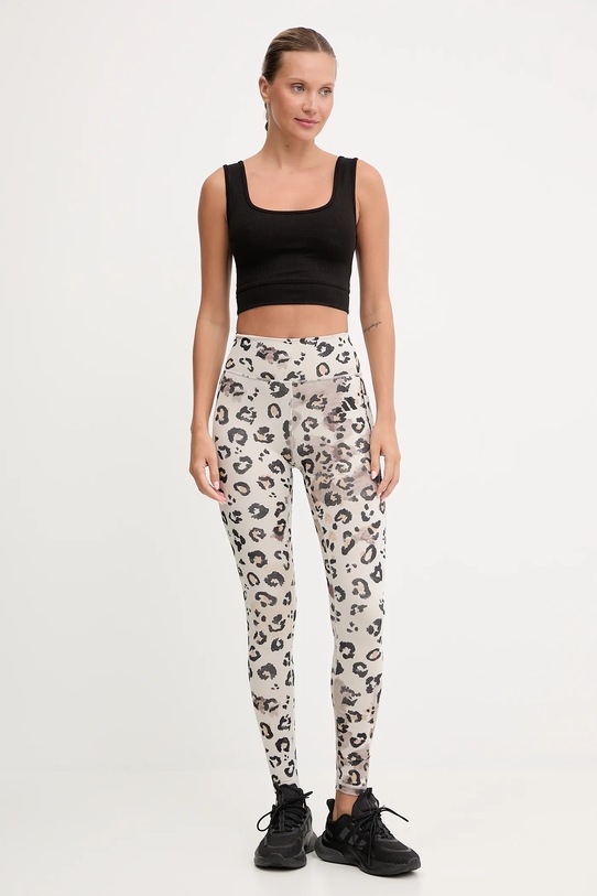 adidas Performance legginsy treningowe Optime Essentials Full Length Leggings Print JY4606 beżowy AW25