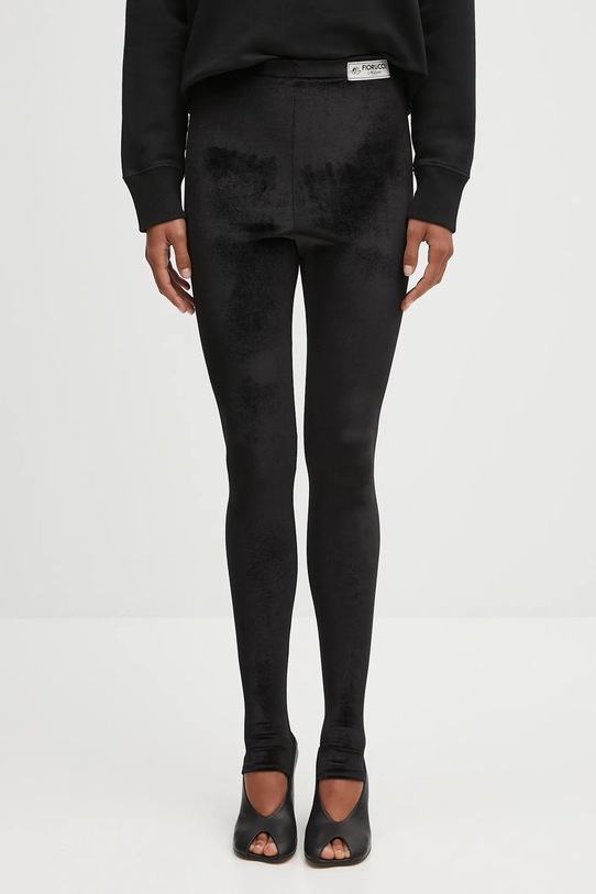 Fiorucci legginsy welurowe Velour Semi-Footed dzianina czarny W02FPBPA372VR01BK01