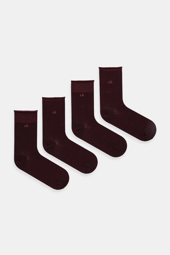 Ponožky Calvin Klein 4-pack dlouhé ponožky burgundské 701235367