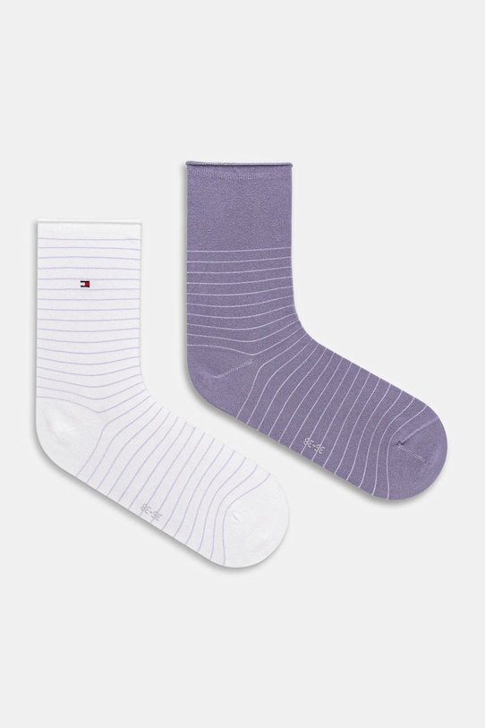 Ponožky Tommy Hilfiger 2-pack pruhy fialová 701236455