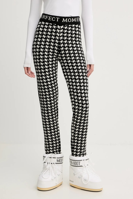 Perfect Moment legginsy wełniane Houndstooth dzianina czarny W3001264