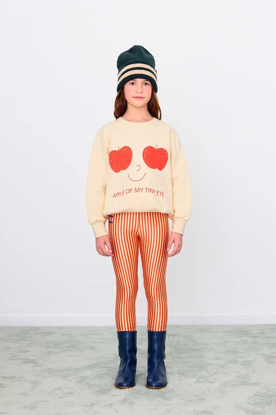 Tinycottons legginsy dziecięce STRIPES SHINY LEGGINGS wzorzyste pomarańczowy AW25.331