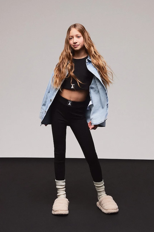 Patrizia Pepe gyerek legging J330 elasztánnal fekete 7P0403