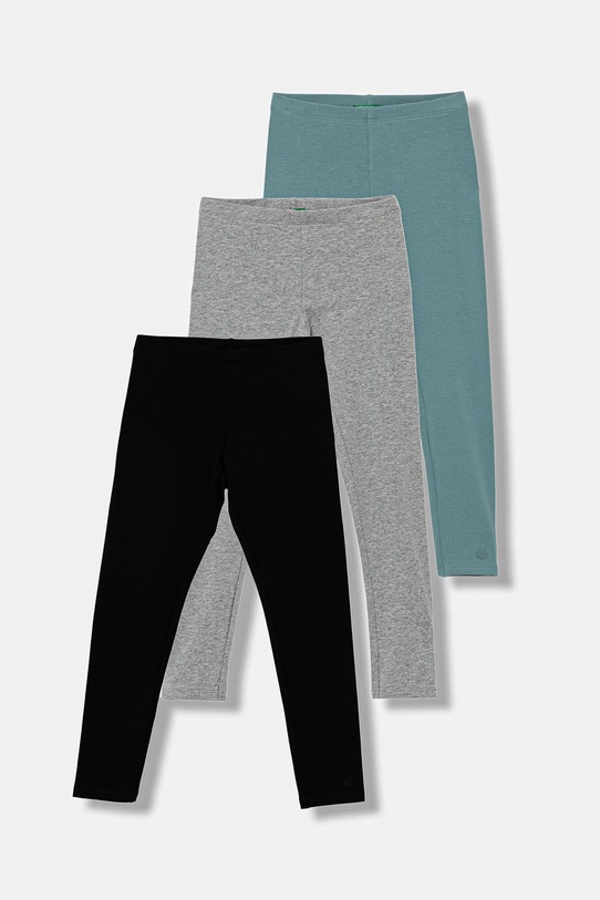 United Colors of Benetton legginsy dziecięce 3-pack z elastanem turkusowy 3MT1CF06P.G.seasonal