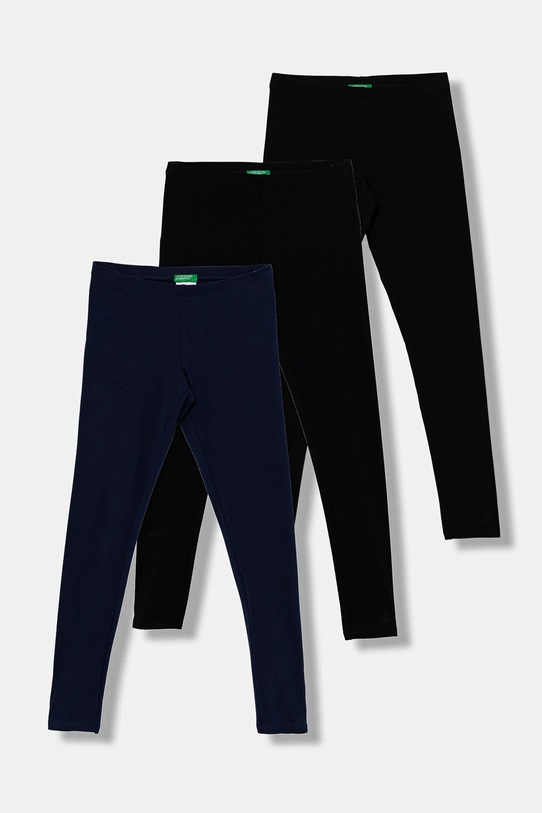 United Colors of Benetton legginsy dziecięce 3-pack z elastanem czarny 3MT1CF06P.G.seasonal