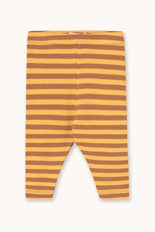 Tinycottons legginsy niemowlęce STRIPES RIB BABY PANT z elastanem żółty AW25.255