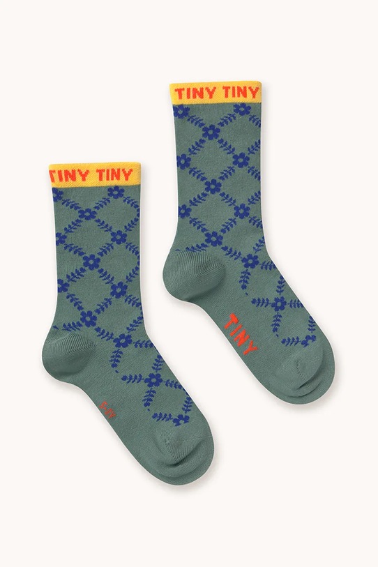 Tinycottons skarpetki dziecięce FLOWER GRID MEDIUM SOCKS AW25.500 turkusowy AW25