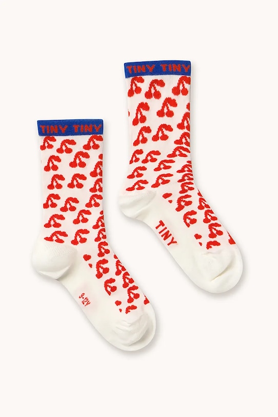 Детски чорапи Tinycottons CHERRIES MEDIUM SOCKS AW25.502 бял AW25
