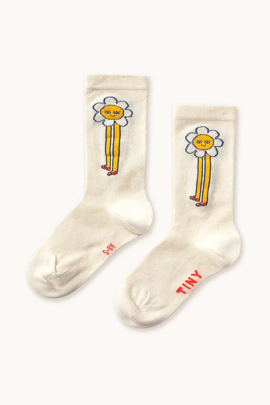 Tinycottons skarpetki dziecięce DAISIES MEDIUM HEIGHT SOCKS beżowy AW25.504