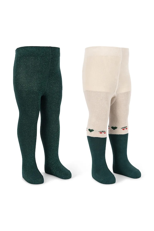 Detské pančuchy Konges Sløjd 2 PACK LUREX TIGHTS 2-pak KS104171.9BYA zelená AW25