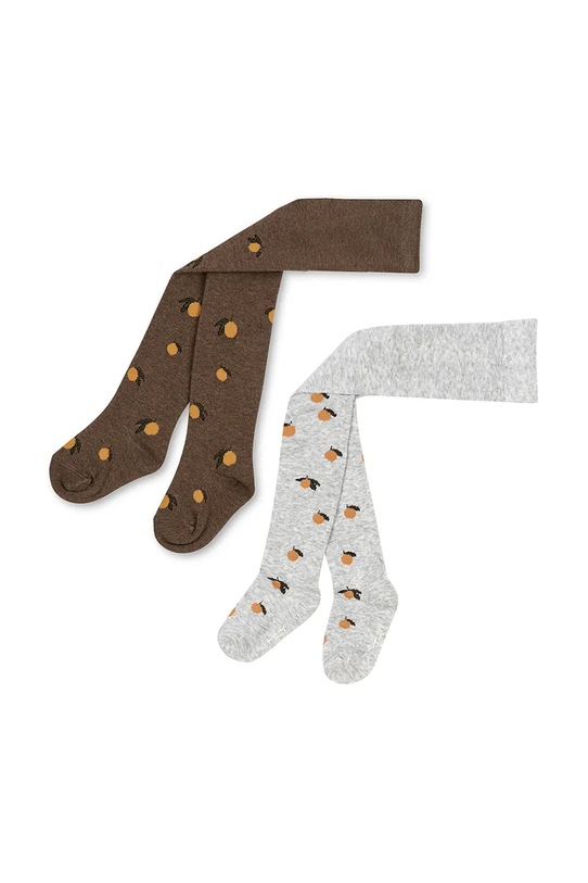 Konges Sløjd rajstopy dziecięce 2 PACK JAQUARD TIGHTS LEMON 2-pack Planet friendly szary KS104174.9BYA