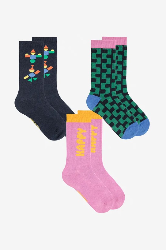 Bobo Choses skarpetki dziecięce Happy 3-pack różowy 225FI001