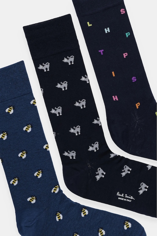 Paul Smith skarpetki 3-pack M1A.SOCK.TNAVY granatowy AW25