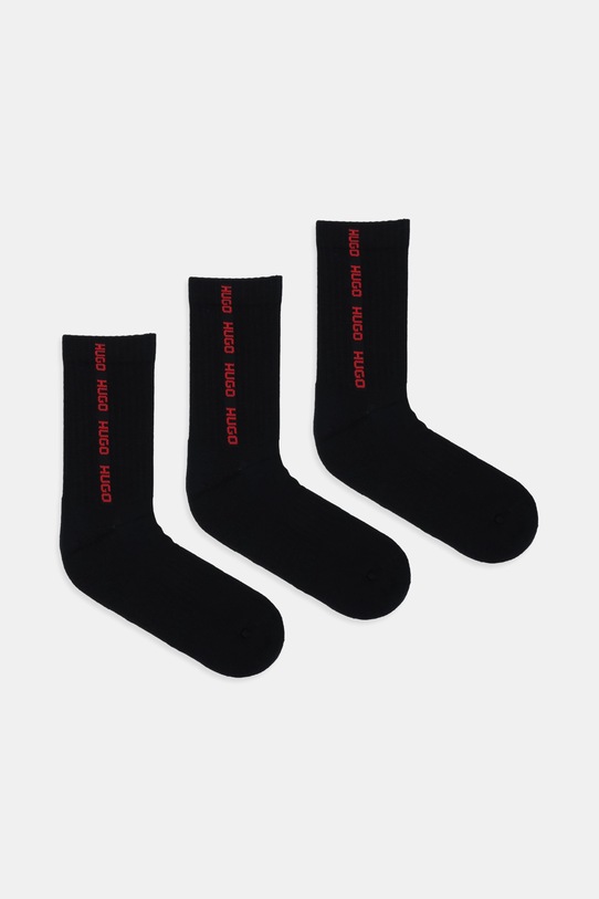 Κάλτσες HUGO 3-pack ψηλές κάλτσες μαύρο 50543076
