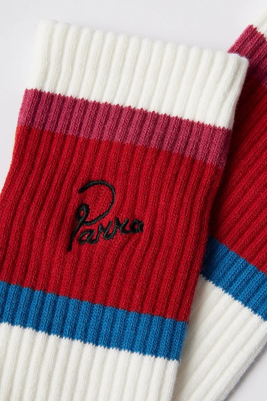 by Parra socks Signature striped crew 54260 red AW25